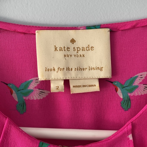 Kate Spade silk hummingbird dress size 2 hot pink - Picture 7 of 15